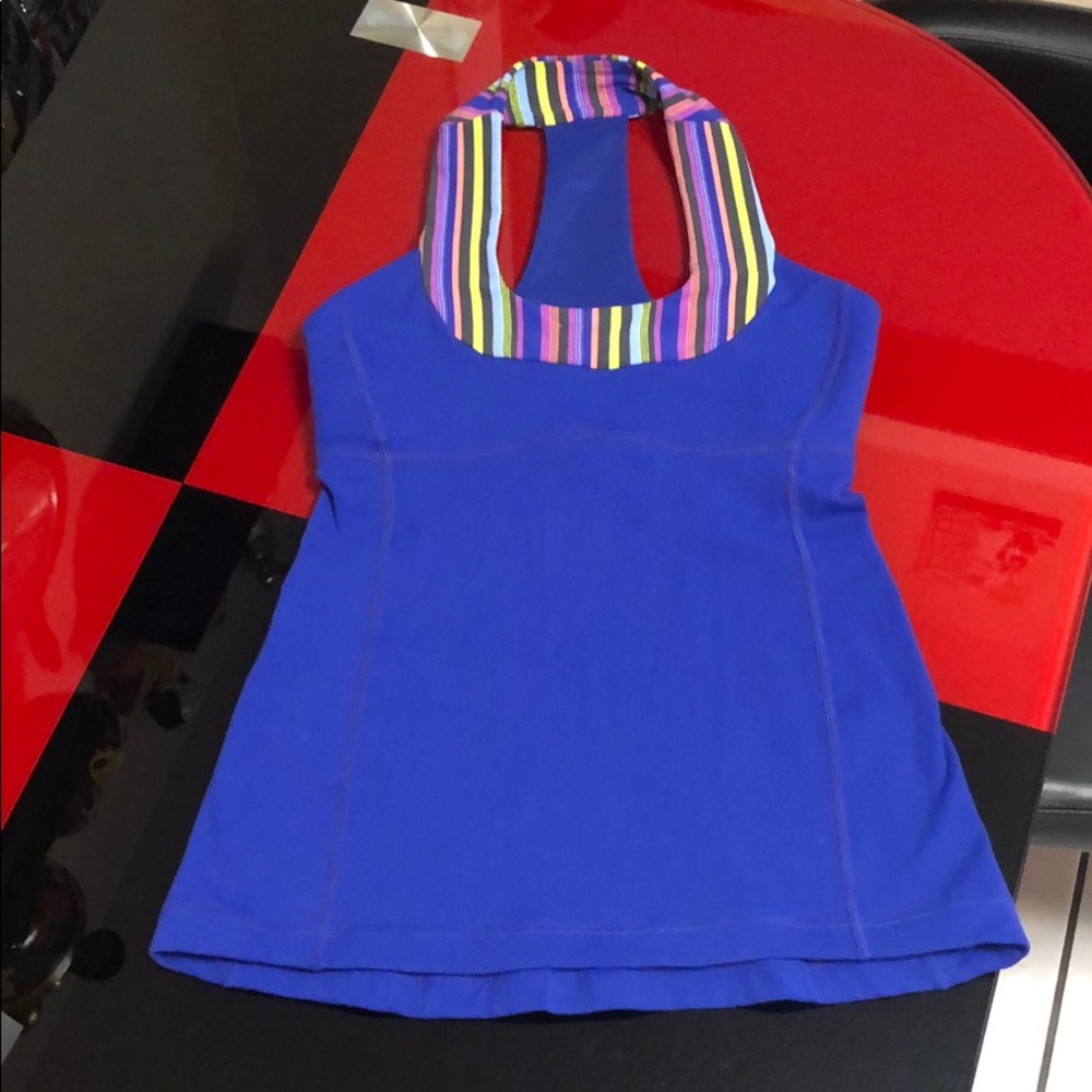 Royal blue & stripes scoop neck tank top, size 4